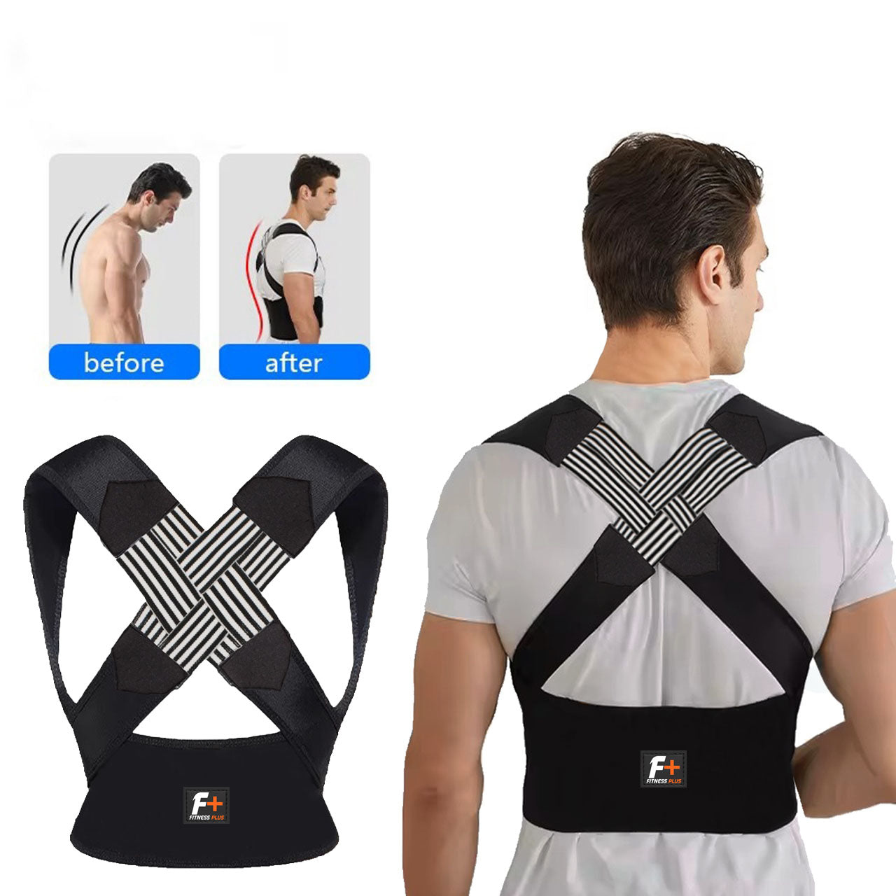 F+ Posture Corrector ( 1-Size All Fit ) Posture Belt For Full Back Support