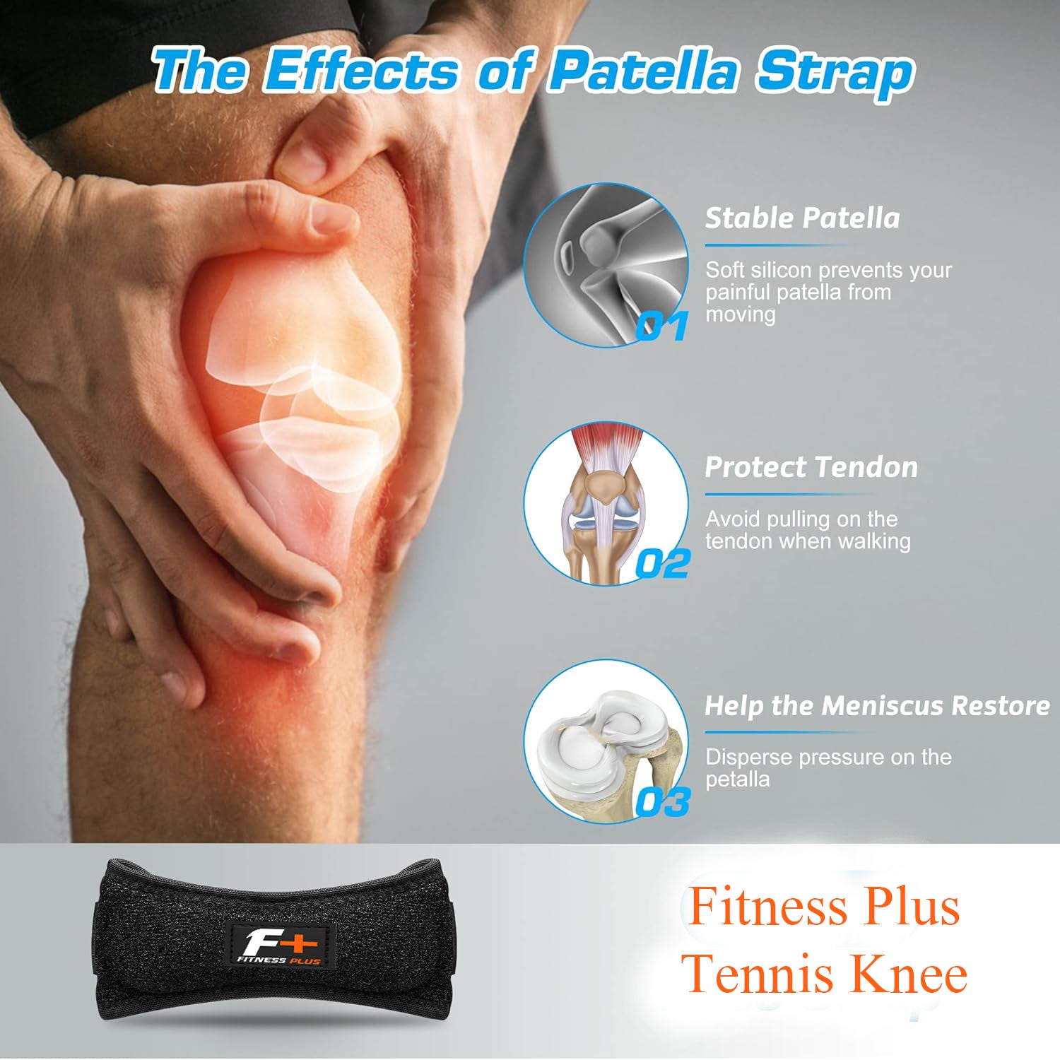 “Adjustable Tennis Knee Sports Brace – Unisex Patella Support Sleeve with Dual Velcro Straps and Side