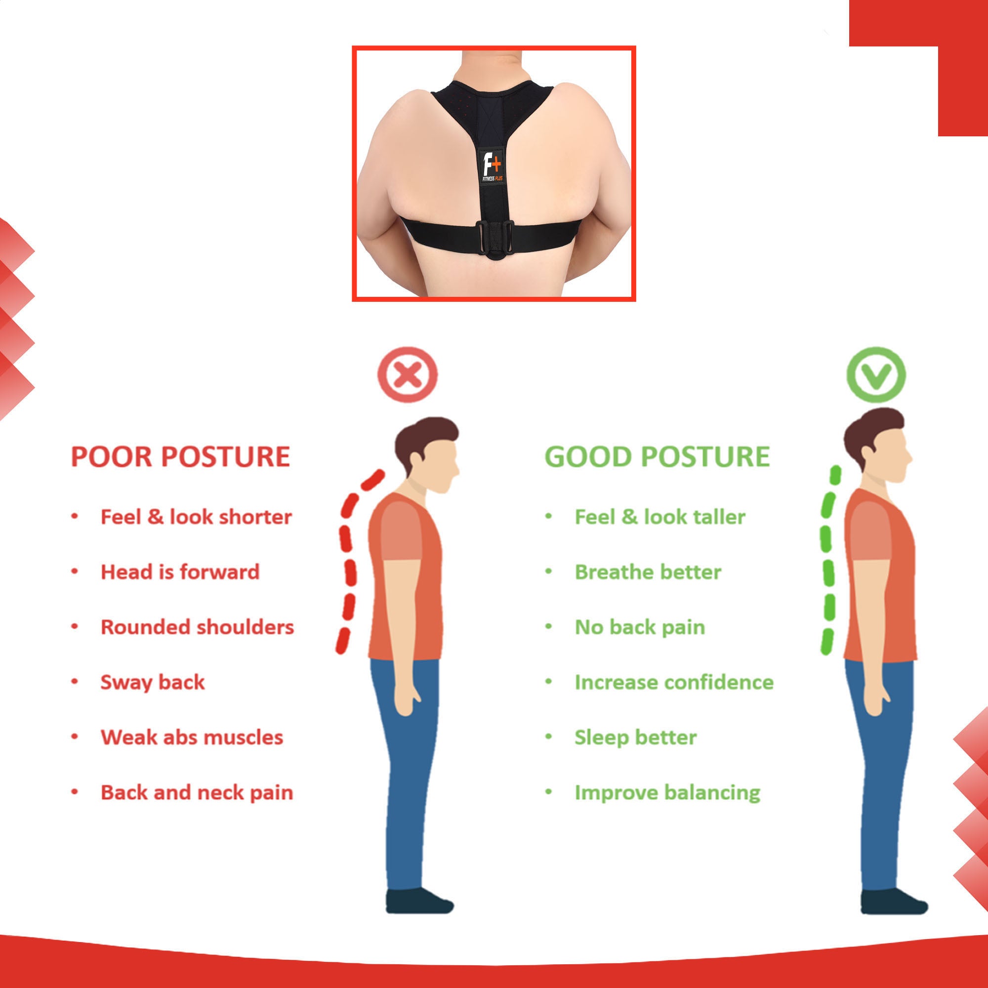 Posture Corrector Belt in Pakistan – Fitness Plus Back Shoulder Support for Men & Women | Relieves Back & Pain"