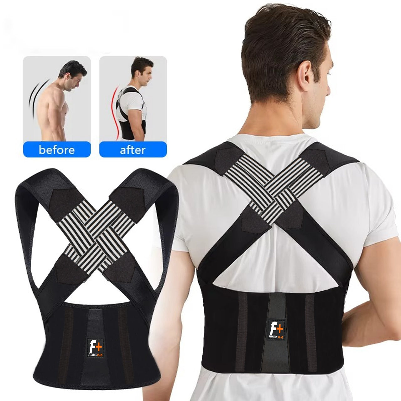 Fitness Plus 3-in-1 Posture Corrector – Relieves Back Pain & Improves Alignment