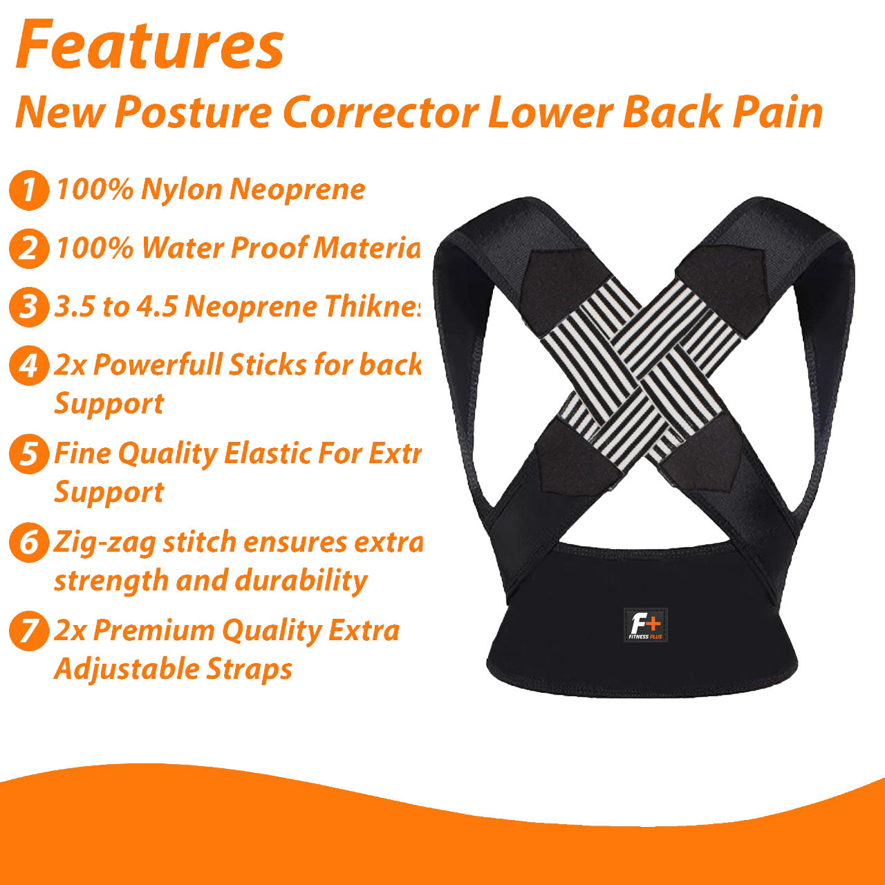 F+ Posture Corrector ( 1-Size All Fit ) Posture Belt For Full Back Support