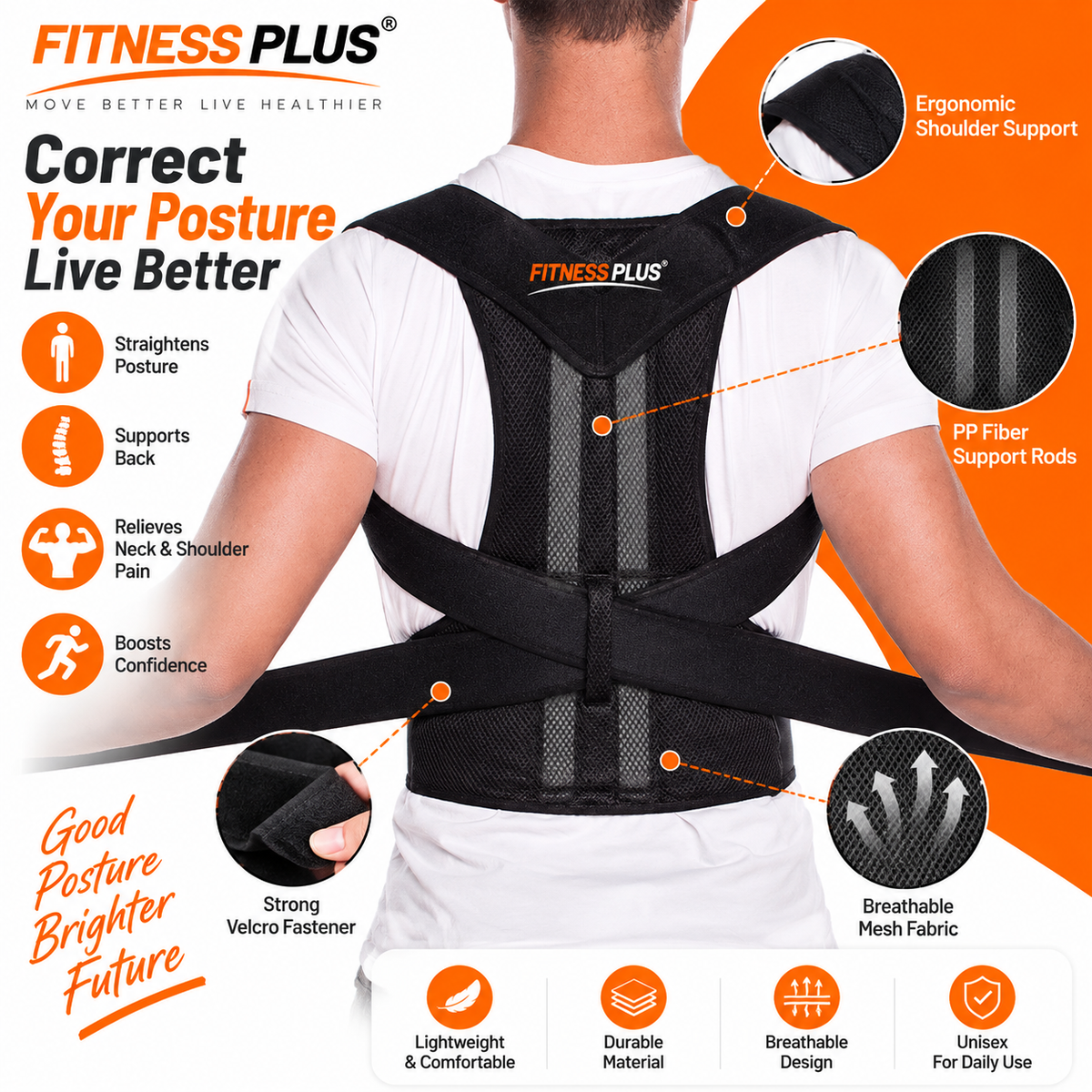 Posture Corrector Belt for Men & Women | Fitness Plus