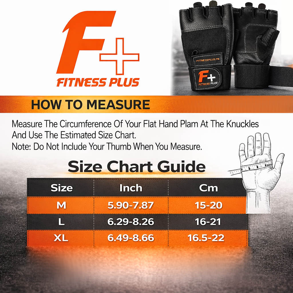 Fitness Plus Leather Gym Gloves with Wrist Support| No Slip Weight Lifting Gloves