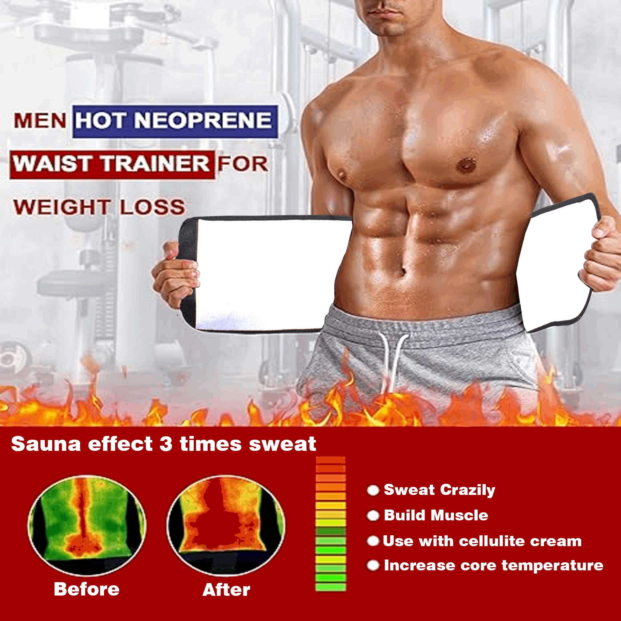 Premium Waist Trimmer and Sweat Belt for Weight Loss & Core SupportMen And Women – Adjustable Slimming Belt for