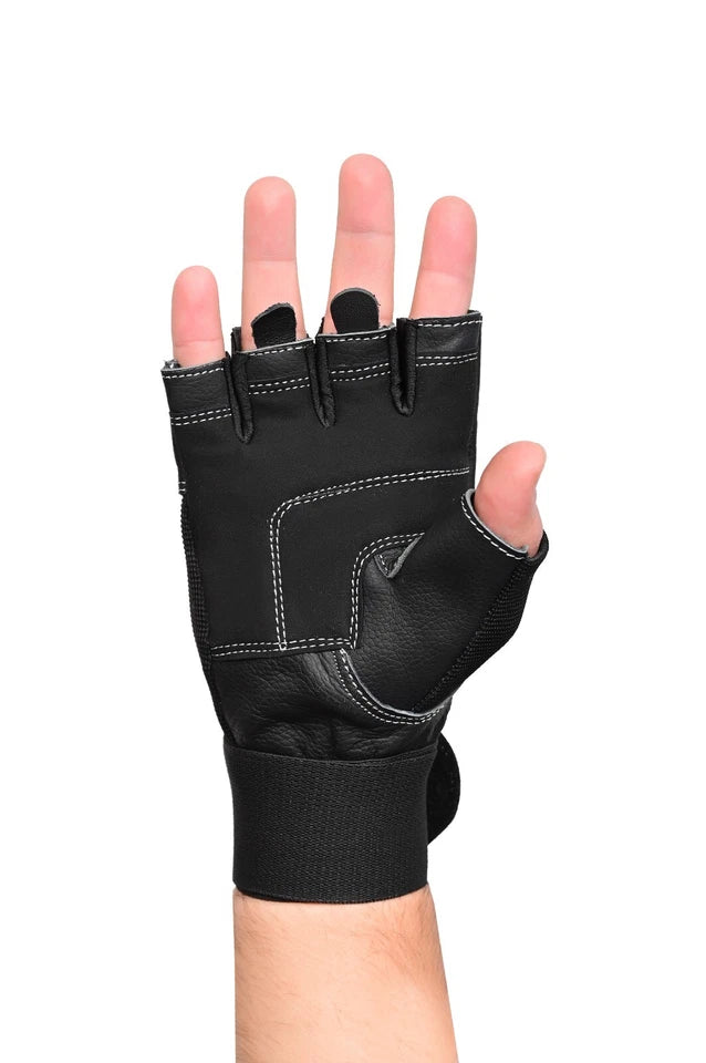 Fitness Plus Leather Gym Gloves with Wrist Support| No Slip Weight Lifting Gloves