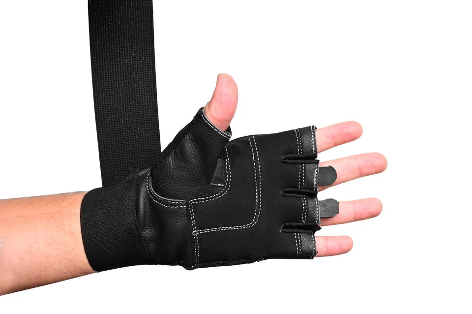 Fitness Plus Leather Gym Gloves with Wrist Support| No Slip Weight Lifting Gloves