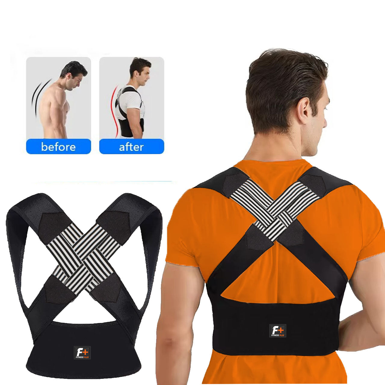 F+ Posture Corrector ( 1-Size All Fit ) Posture Belt For Full Back Support