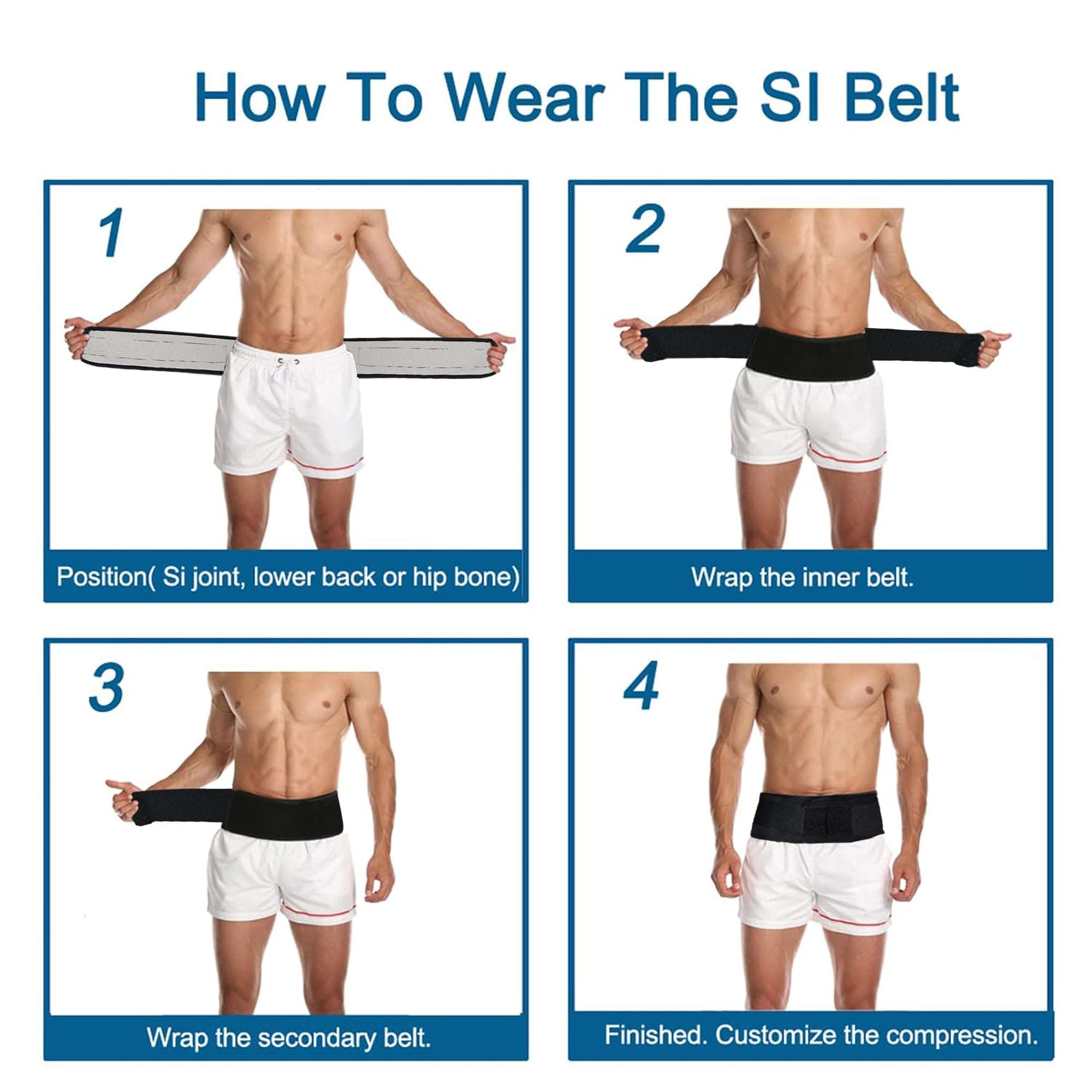 Adjustable Sacroiliac SI Joint Support Belt for Lower Back & Hip Pain Relief