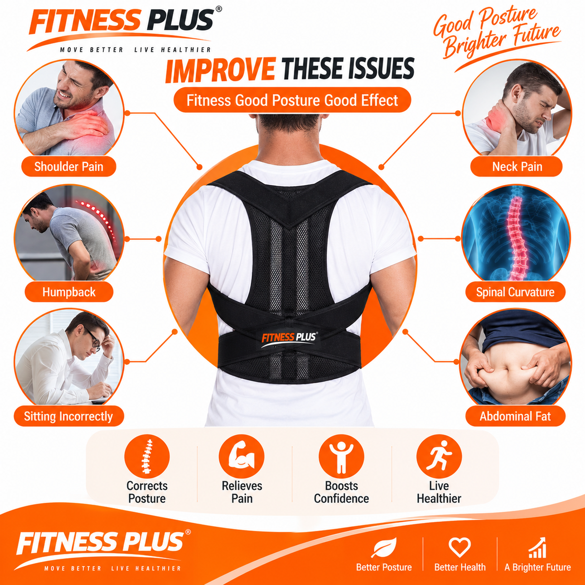 Posture Corrector Belt for Men & Women | Fitness Plus