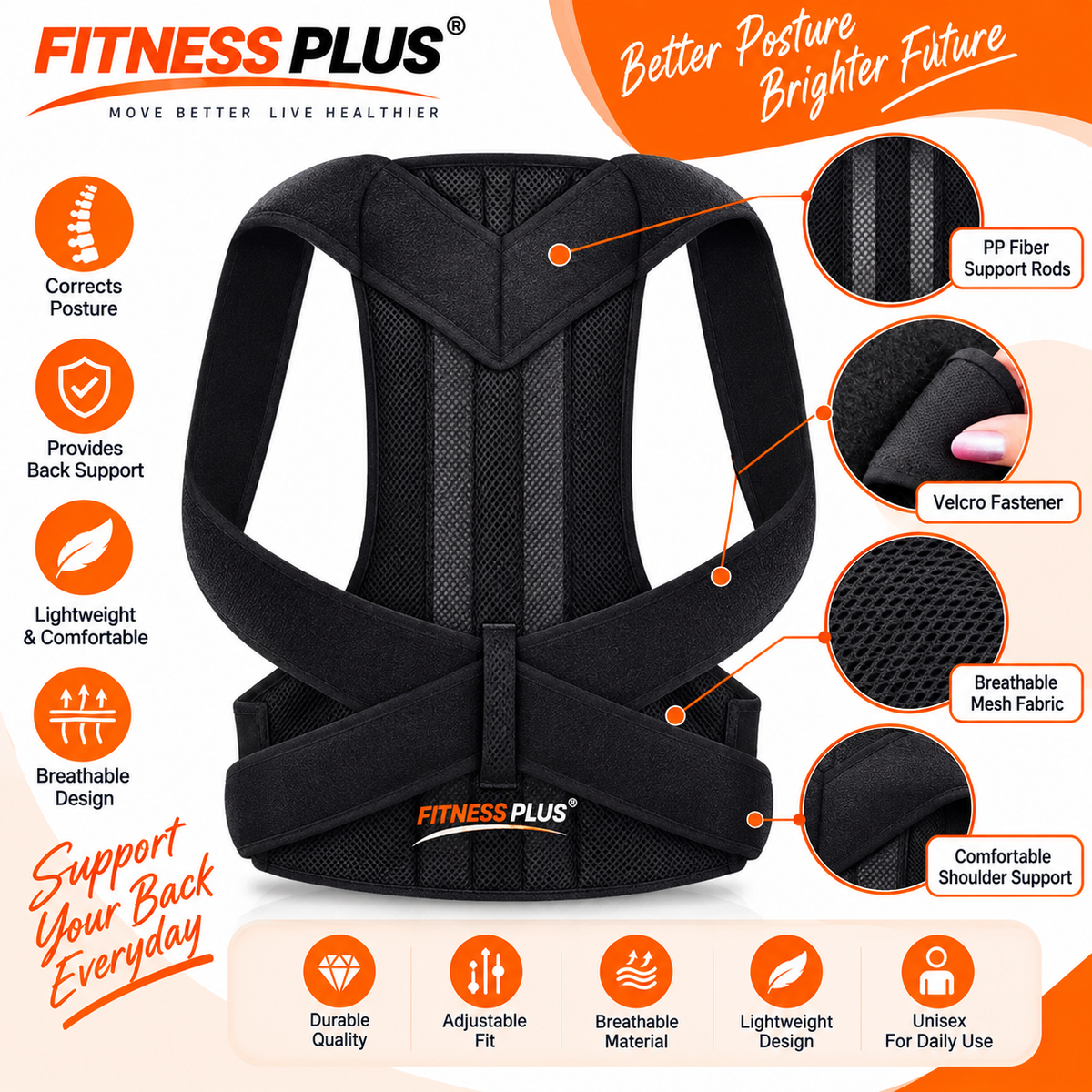 Posture Corrector Belt for Men & Women | Fitness Plus