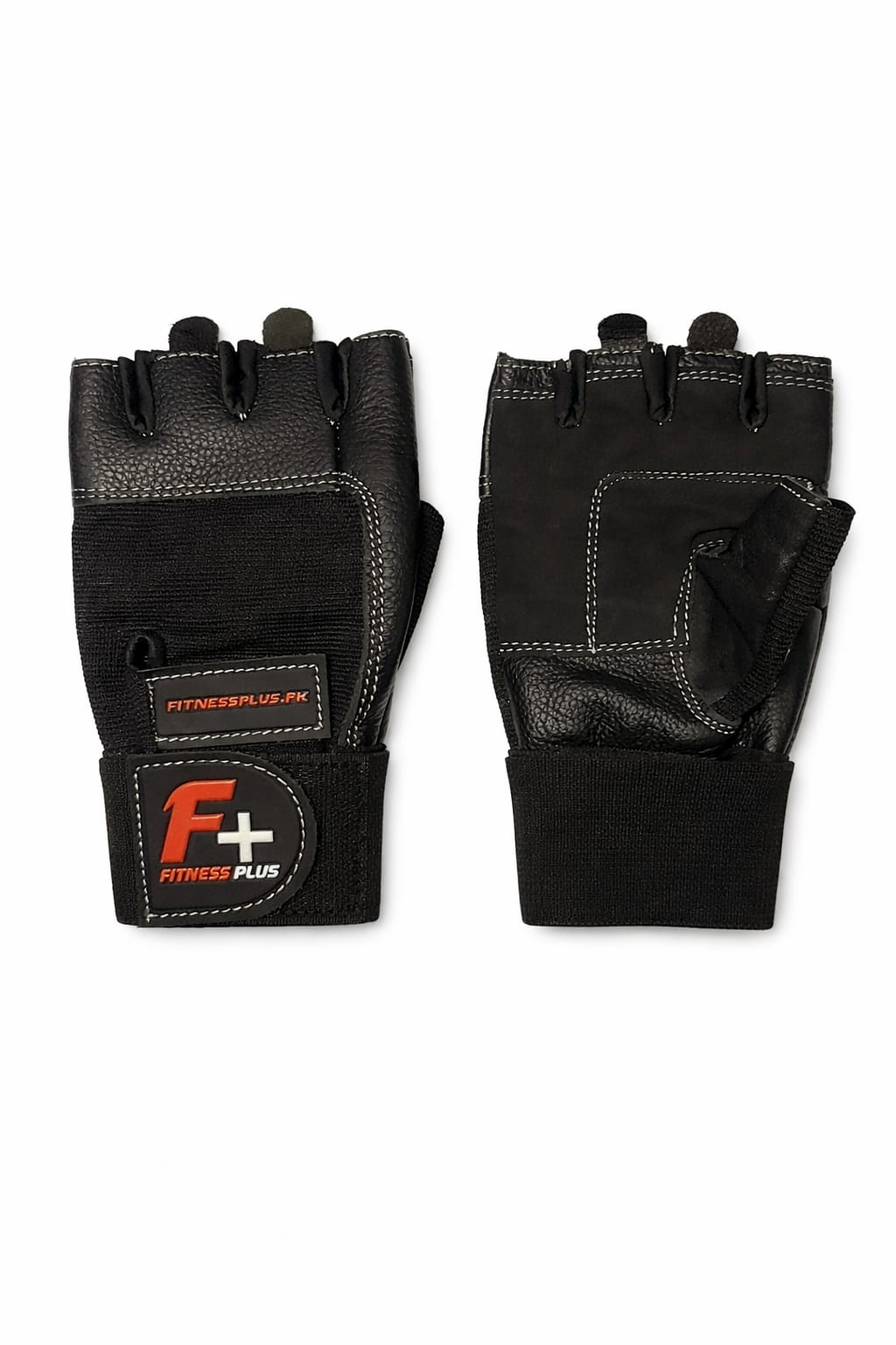 Fitness Plus Leather Gym Gloves with Wrist Support| No Slip Weight Lifting Gloves