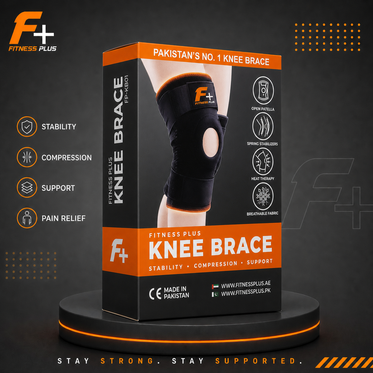 Fitness Plus Knee Support Brace - For Arthritis And Knee Pain Relief