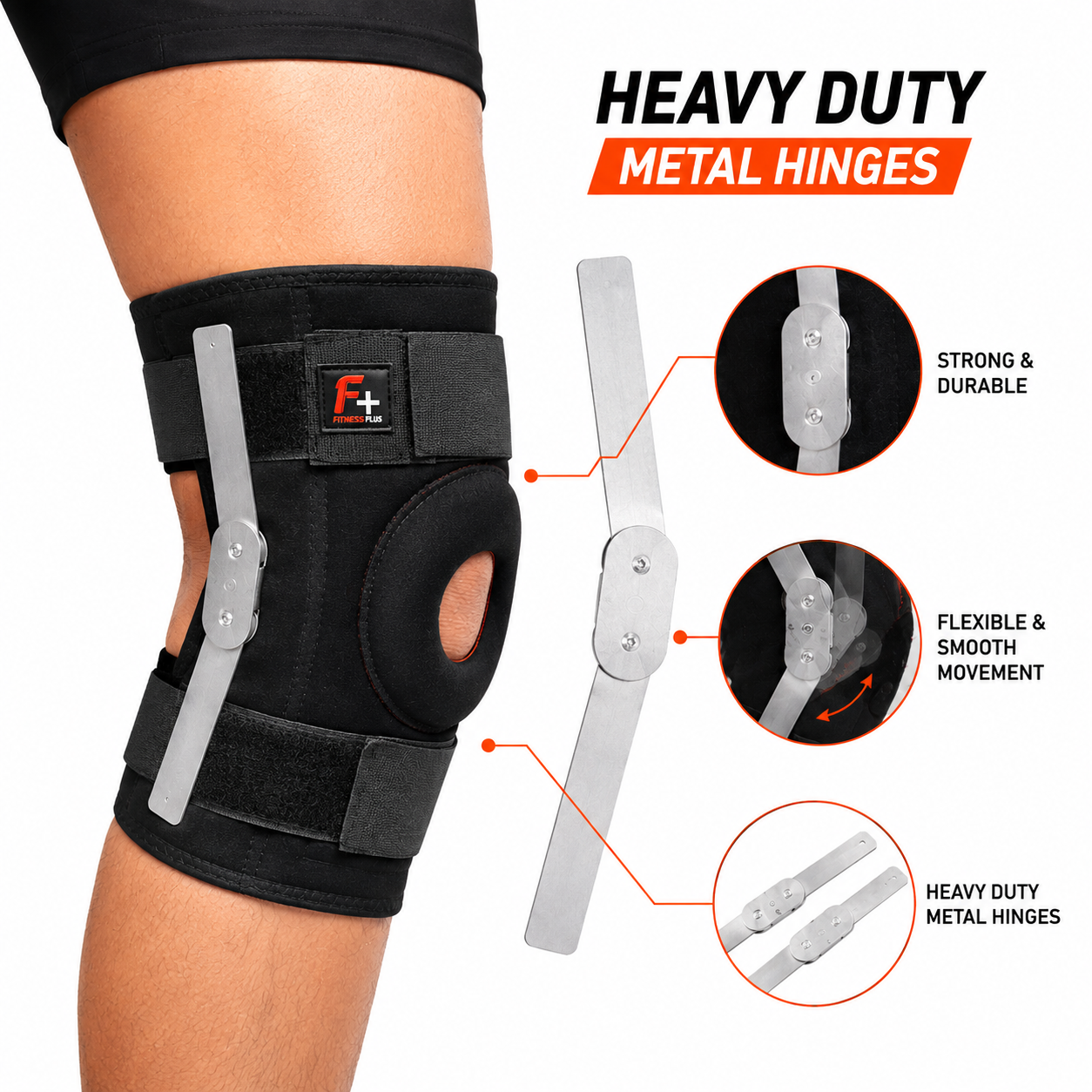 Hinged Knee Support Brace with Dual Side‑Clip Stabilizers – Heavy‑Duty Adjustable Knee Sleeve for