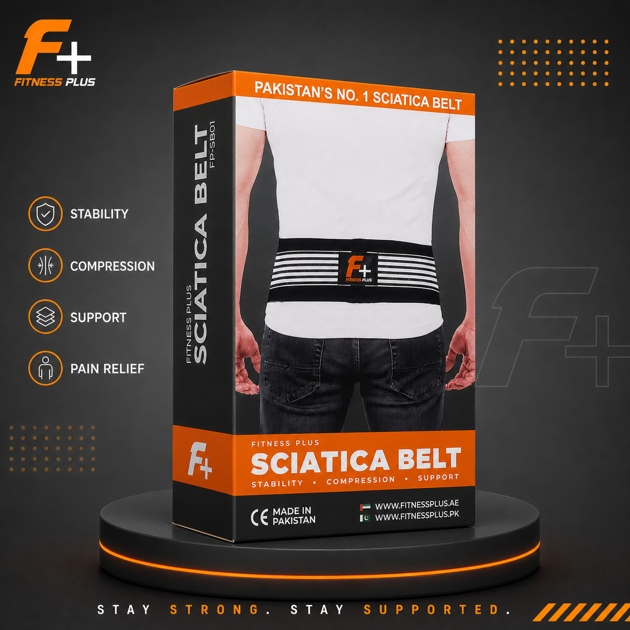 Fitness Plus Sciatica Pain Relief Belt - For Lower Back Pain & Sciatica Problem