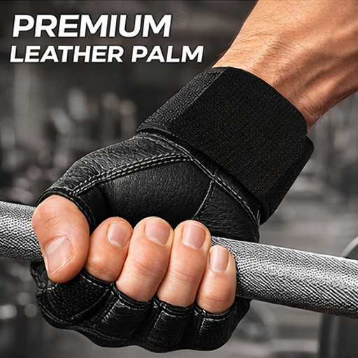 Fitness Plus Leather Gym Gloves with Wrist Support| No Slip Weight Lifting Gloves